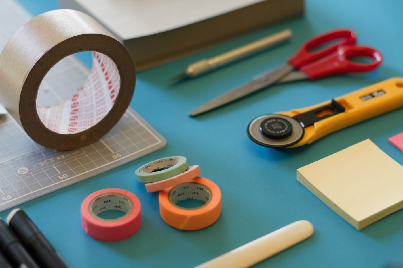 A creative workspace with handmade materials